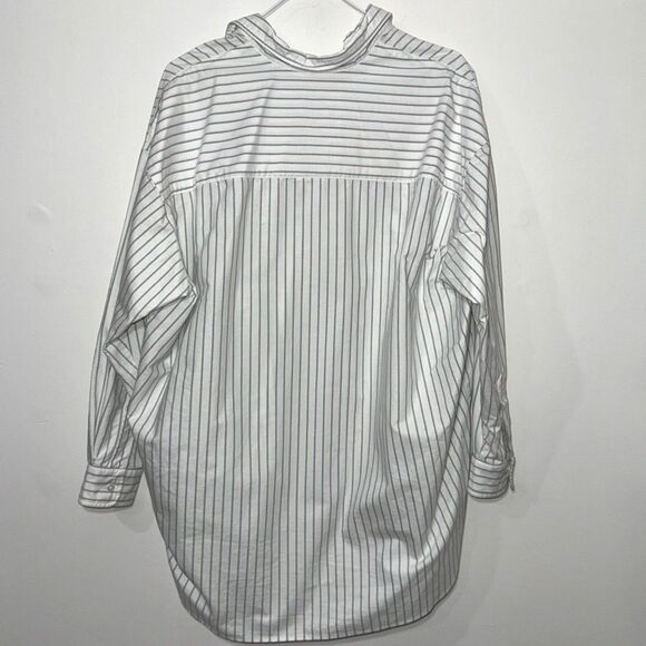 Frank & Eileen Oversized Shirley Striped Oxford Shirt - White/Blue S - Picture 3 of 8